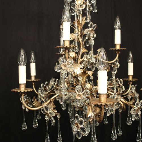 ITALIAN SILVER GILDED FLORENTINE 9 LIGHT CHANDELIER - ADDITIONAL PHOTO 1
