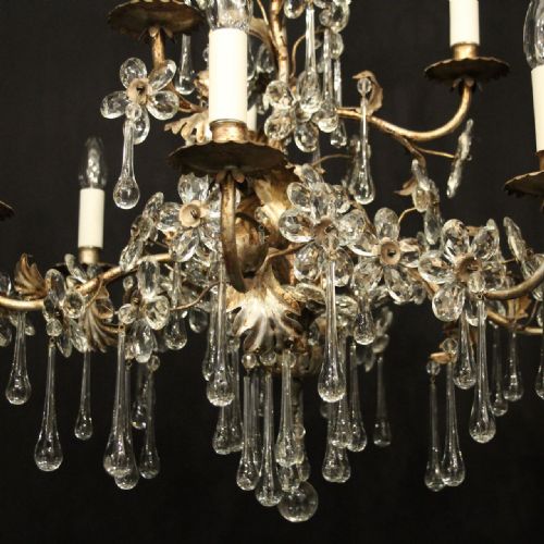 ITALIAN SILVER GILDED FLORENTINE 9 LIGHT CHANDELIER - ADDITIONAL PHOTO 2