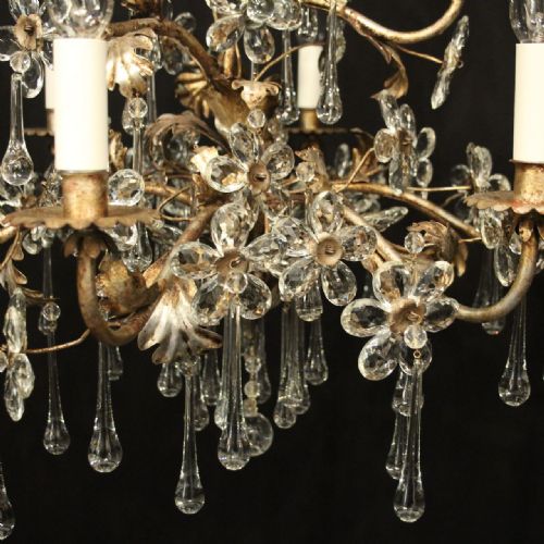 ITALIAN SILVER GILDED FLORENTINE 9 LIGHT CHANDELIER - ADDITIONAL PHOTO 3