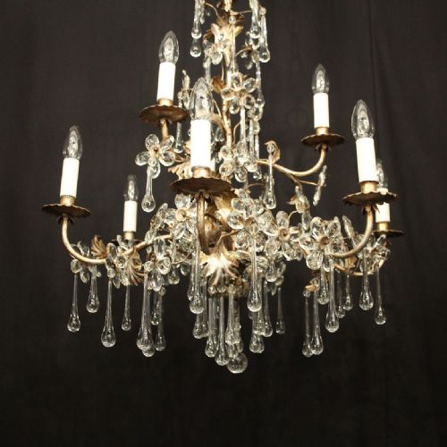 ITALIAN SILVER GILDED FLORENTINE 9 LIGHT CHANDELIER - ADDITIONAL PHOTO 5