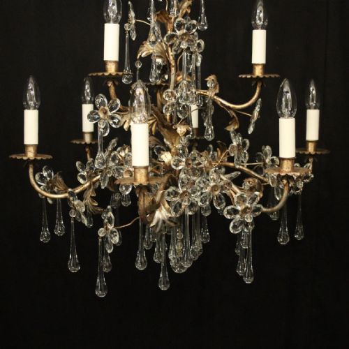 ITALIAN SILVER GILDED FLORENTINE 9 LIGHT CHANDELIER - ADDITIONAL PHOTO 7