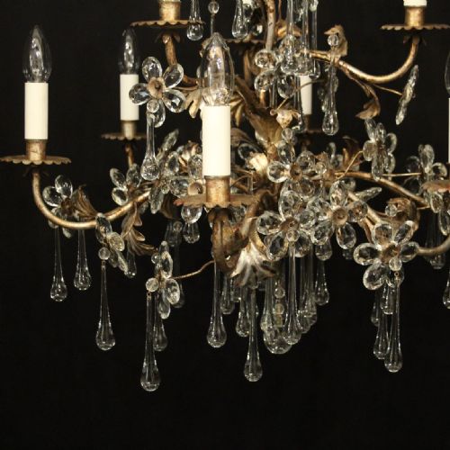 ITALIAN SILVER GILDED FLORENTINE 9 LIGHT CHANDELIER - ADDITIONAL PHOTO 8