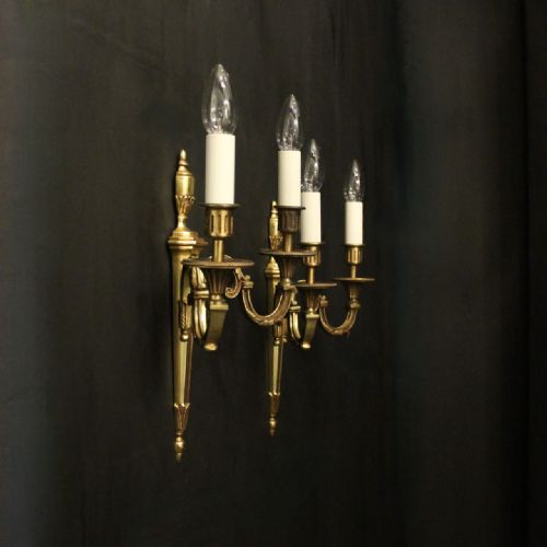FRENCH PAIR OF GILDED ANTIQUE WALL LIGHTS - ADDITIONAL PHOTO 9