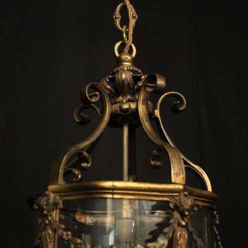 FRENCH GILDED BRONZE ANTIQUE HALL LANTERN - ADDITIONAL PHOTO 7