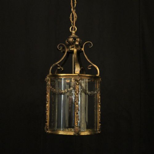 FRENCH GILDED BRONZE ANTIQUE HALL LANTERN - ADDITIONAL PHOTO 8