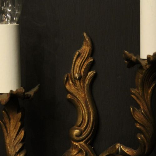FRENCH PAIR OF GILDED BRASS ANTIQUE WALL LIGHTS - ADDITIONAL PHOTO 6