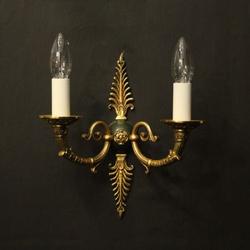 FRENCH PAIR OF EMPIRE GILDED ANTIQUE WALL LIGHTS - ADDITIONAL PHOTO 1