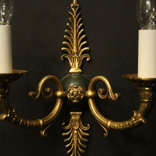FRENCH PAIR OF EMPIRE GILDED ANTIQUE WALL LIGHTS - ADDITIONAL PHOTO 2