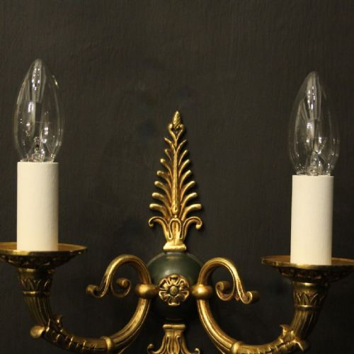 FRENCH PAIR OF EMPIRE GILDED ANTIQUE WALL LIGHTS - ADDITIONAL PHOTO 4