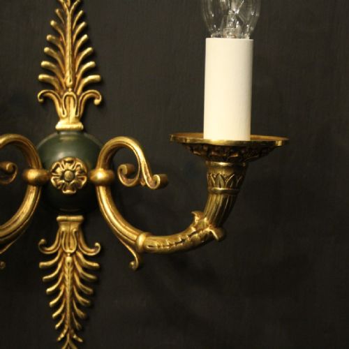 FRENCH PAIR OF EMPIRE GILDED ANTIQUE WALL LIGHTS - ADDITIONAL PHOTO 5