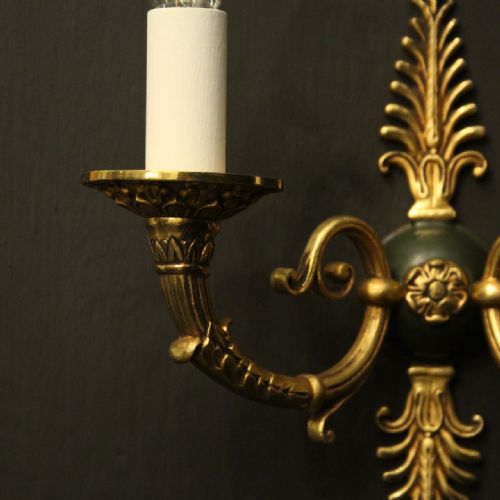 FRENCH PAIR OF EMPIRE GILDED ANTIQUE WALL LIGHTS - ADDITIONAL PHOTO 6