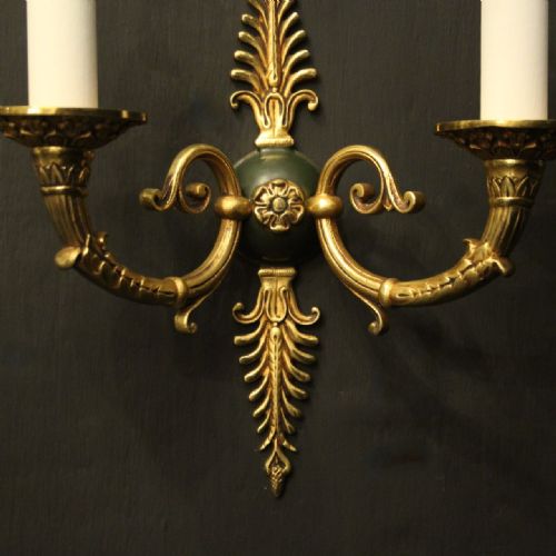 FRENCH PAIR OF EMPIRE GILDED ANTIQUE WALL LIGHTS - ADDITIONAL PHOTO 7