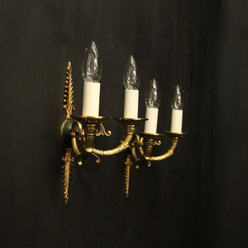 FRENCH PAIR OF EMPIRE GILDED ANTIQUE WALL LIGHTS - ADDITIONAL PHOTO 9