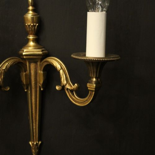 FRENCH PAIR OF GILDED TWIN ARM ANTIQUE WALL LIGHTS - ADDITIONAL PHOTO 1