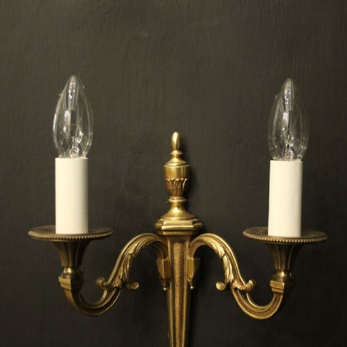 FRENCH PAIR OF GILDED TWIN ARM ANTIQUE WALL LIGHTS - ADDITIONAL PHOTO 5
