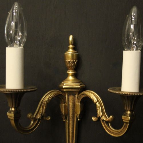 FRENCH PAIR OF GILDED TWIN ARM ANTIQUE WALL LIGHTS - ADDITIONAL PHOTO 6