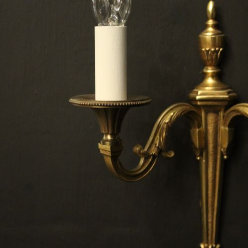 FRENCH PAIR OF GILDED TWIN ARM ANTIQUE WALL LIGHTS - ADDITIONAL PHOTO 7