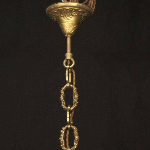 FRENCH GILDED BRASS TRIPLE LIGHT HALL LANTERN - ADDITIONAL PHOTO 9
