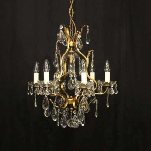 french gilded birdcage 7 light antique chandelier - CATEGORY: ANTIQUE LIGHTING - DATED 1920