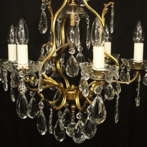 FRENCH GILDED BIRDCAGE 7 LIGHT ANTIQUE CHANDELIER - ADDITIONAL PHOTO 2