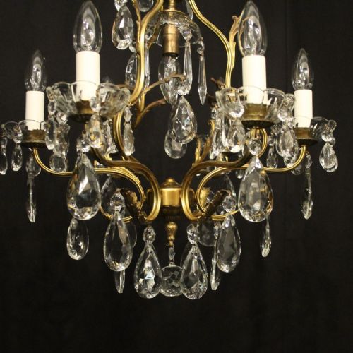 FRENCH GILDED BIRDCAGE 7 LIGHT ANTIQUE CHANDELIER - ADDITIONAL PHOTO 4
