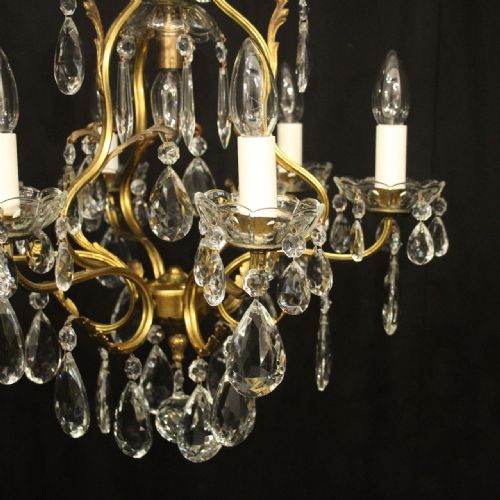 FRENCH GILDED BIRDCAGE 7 LIGHT ANTIQUE CHANDELIER - ADDITIONAL PHOTO 5