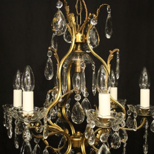 FRENCH GILDED BIRDCAGE 7 LIGHT ANTIQUE CHANDELIER - ADDITIONAL PHOTO 7