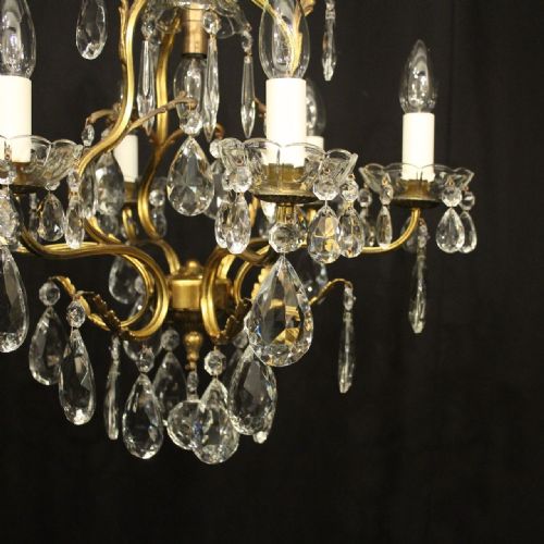 FRENCH GILDED BIRDCAGE 7 LIGHT ANTIQUE CHANDELIER - ADDITIONAL PHOTO 8