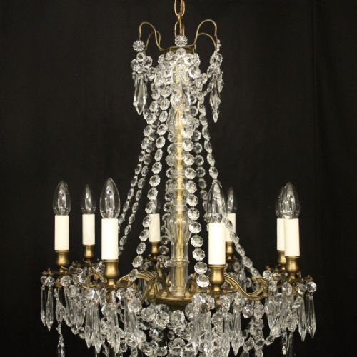 FRENCH GILDED CRYSTAL 8 LIGHT ANTIQUE CHANDELIER - ADDITIONAL PHOTO 2
