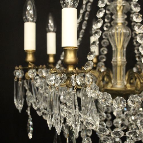 FRENCH GILDED CRYSTAL 8 LIGHT ANTIQUE CHANDELIER - ADDITIONAL PHOTO 3