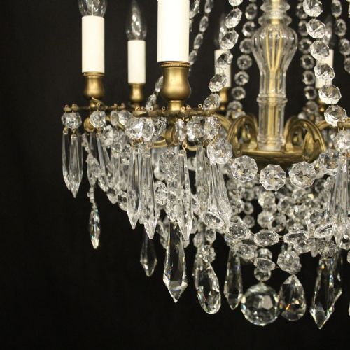 FRENCH GILDED CRYSTAL 8 LIGHT ANTIQUE CHANDELIER - ADDITIONAL PHOTO 5