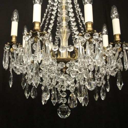 FRENCH GILDED CRYSTAL 8 LIGHT ANTIQUE CHANDELIER - ADDITIONAL PHOTO 7