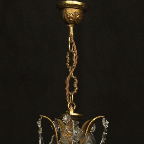 FRENCH GILDED BRASS CRYSTAL 5 LIGHT CHANDELIER - ADDITIONAL PHOTO 9