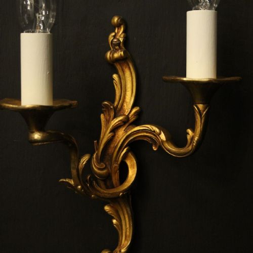FRENCH PAIR OF GILDED BRONZE ANTIQUE WALL LIGHTS - ADDITIONAL PHOTO 3