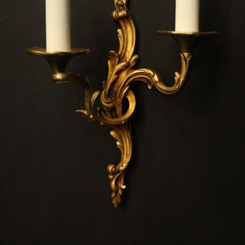 FRENCH PAIR OF GILDED BRONZE ANTIQUE WALL LIGHTS - ADDITIONAL PHOTO 4