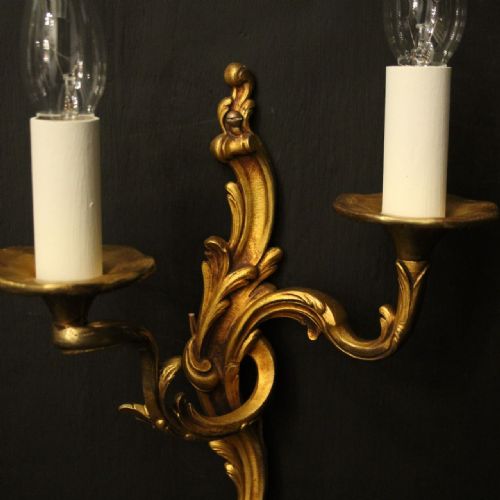FRENCH PAIR OF GILDED BRONZE ANTIQUE WALL LIGHTS - ADDITIONAL PHOTO 5