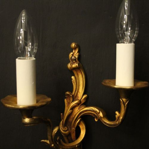 FRENCH PAIR OF GILDED BRONZE ANTIQUE WALL LIGHTS - ADDITIONAL PHOTO 6