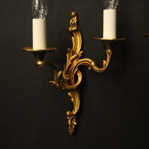 FRENCH PAIR OF GILDED BRONZE ANTIQUE WALL LIGHTS - ADDITIONAL PHOTO 7