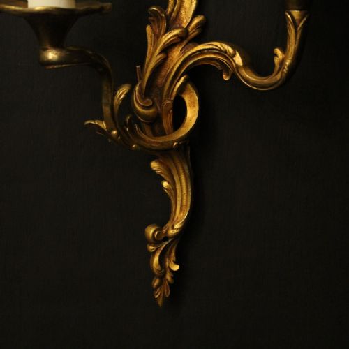 FRENCH PAIR OF GILDED BRONZE ANTIQUE WALL LIGHTS - ADDITIONAL PHOTO 8
