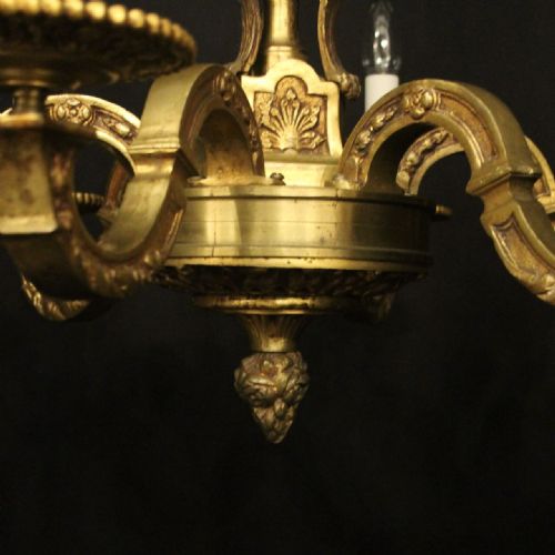 FRENCH LATE 19TH CENTURY GILDED BRONZE 6 LIGHT ANTIQUE CHANDELIER - ADDITIONAL PHOTO 3