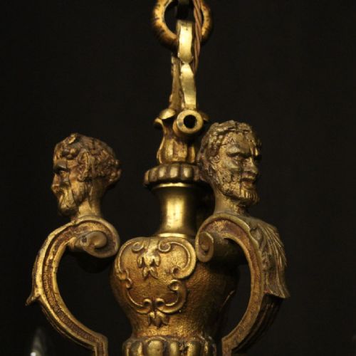 FRENCH LATE 19TH CENTURY GILDED BRONZE 6 LIGHT ANTIQUE CHANDELIER - ADDITIONAL PHOTO 7