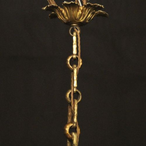 FRENCH LATE 19TH CENTURY GILDED BRONZE 6 LIGHT ANTIQUE CHANDELIER - ADDITIONAL PHOTO 9