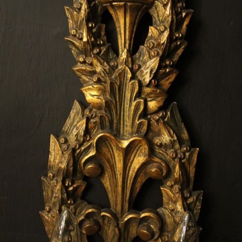 FRENCH PAIR OF GILTWOOD ANTIQUE WALL LIGHTS - ADDITIONAL PHOTO 2