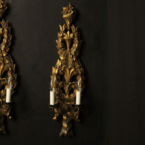 FRENCH PAIR OF GILTWOOD ANTIQUE WALL LIGHTS - ADDITIONAL PHOTO 3