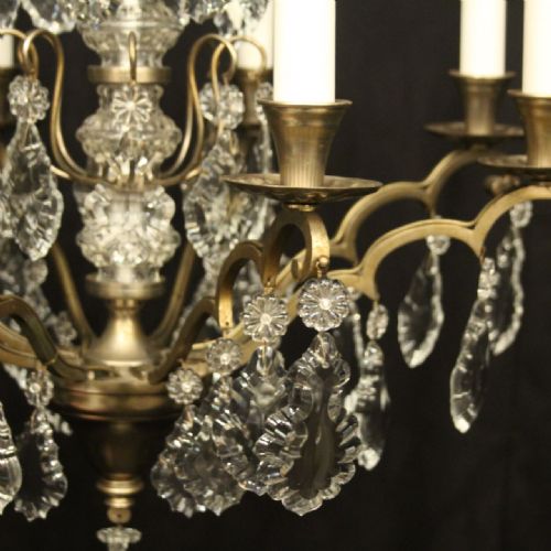 FRENCH SILVER GILDED BRASS CRYSTAL 8 LIGHT CHANDELIER - ADDITIONAL PHOTO 2