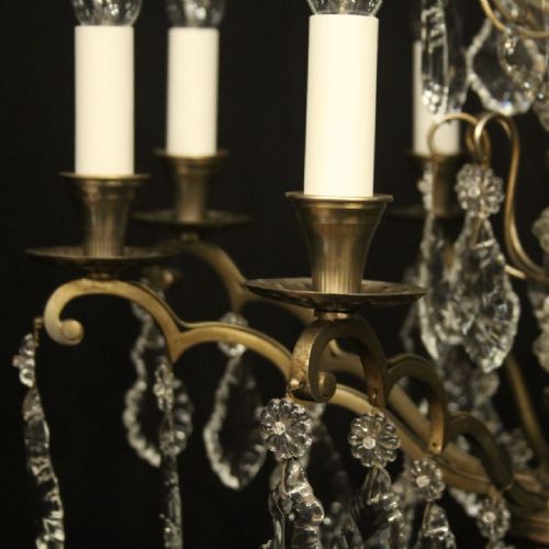 FRENCH SILVER GILDED BRASS CRYSTAL 8 LIGHT CHANDELIER - ADDITIONAL PHOTO 3