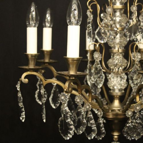 FRENCH SILVER GILDED BRASS CRYSTAL 8 LIGHT CHANDELIER - ADDITIONAL PHOTO 5