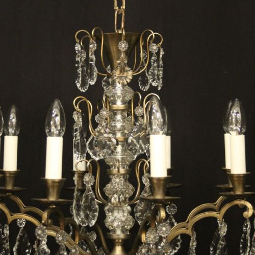 FRENCH SILVER GILDED BRASS CRYSTAL 8 LIGHT CHANDELIER - ADDITIONAL PHOTO 6