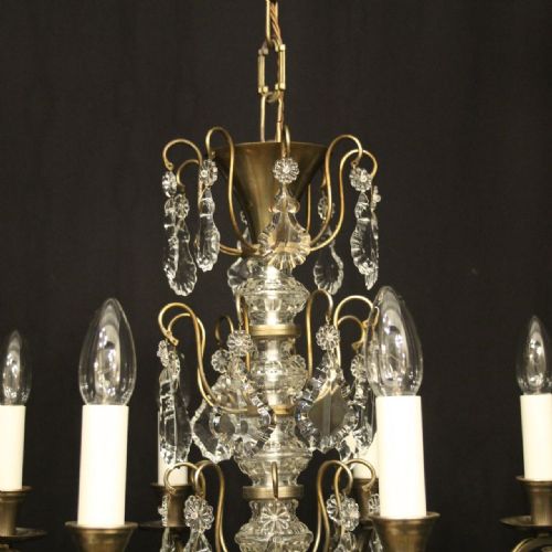 FRENCH SILVER GILDED BRASS CRYSTAL 8 LIGHT CHANDELIER - ADDITIONAL PHOTO 7