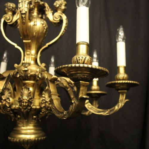 FRENCH 19TH C GILDED BRONZE 8 LIGHT ANTIQUE CHANDELIER - ADDITIONAL PHOTO 1